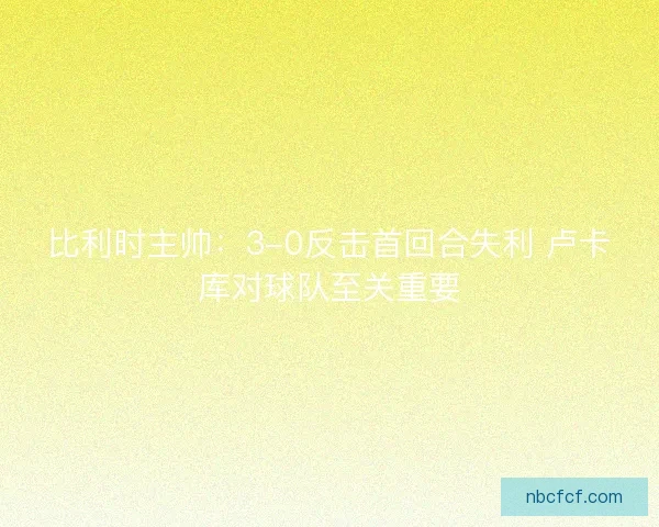比利时主帅：3-0反击首回合失利 卢卡库对球队至关重要